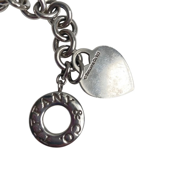 VTG TIFFANY & CO Silver Heart Tag Pendant Toggle Chain Bracelet Authentic Chunky - Picture 3 of 8